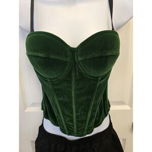 12376 New With Tags, Commense Green Velvet Piping Zipper Corset, Size Medium